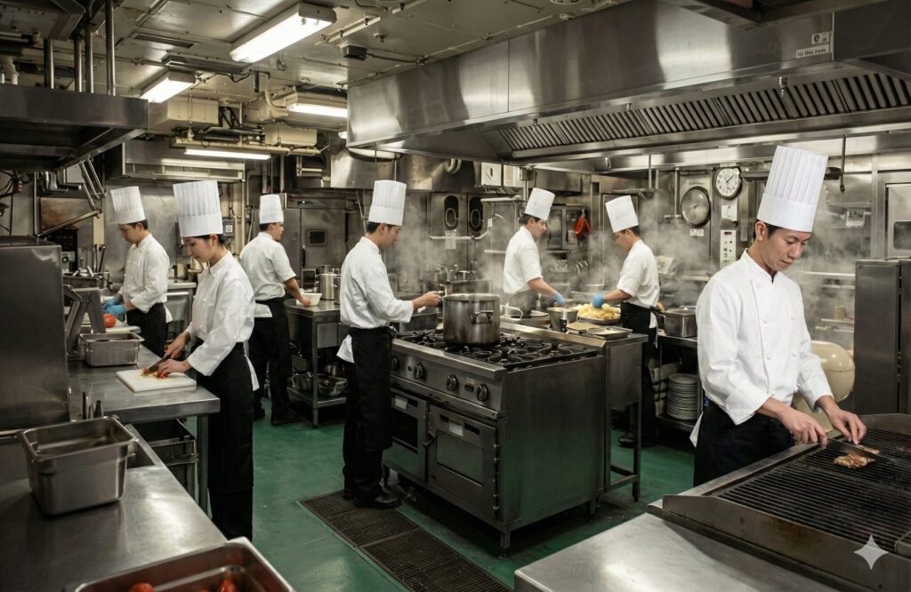ホテルの調理場の画像